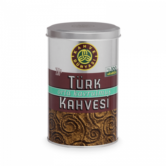 علبة قهوة تركية محمصة وسط 250 غرام قهوة دنياسي