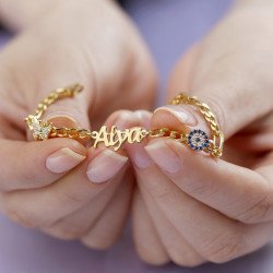 سوار بيبي فراشة وخرزة زرقاء